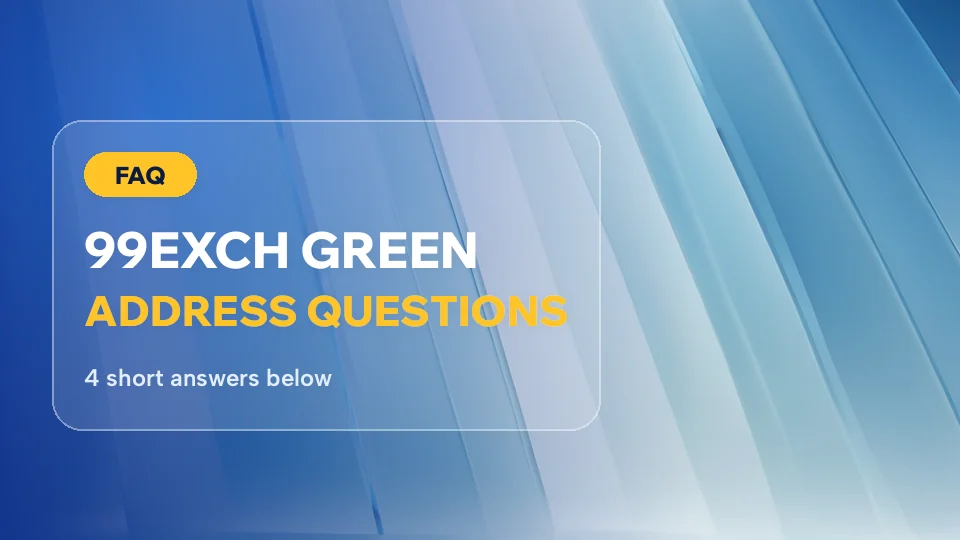 Layered frosted blue glass behind the 99Exch Green questions card about the backup address