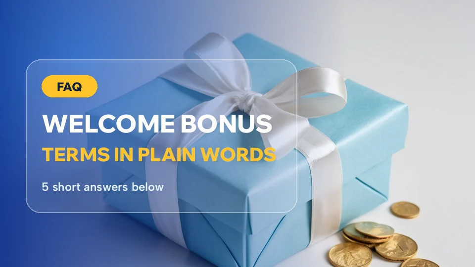 Blue gift box with gold coins behind the 99Exch welcome bonus questions card