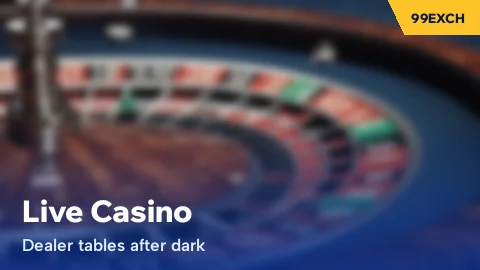 Roulette wheel in soft focus on the 99Exch live casino tile for dealer tables
